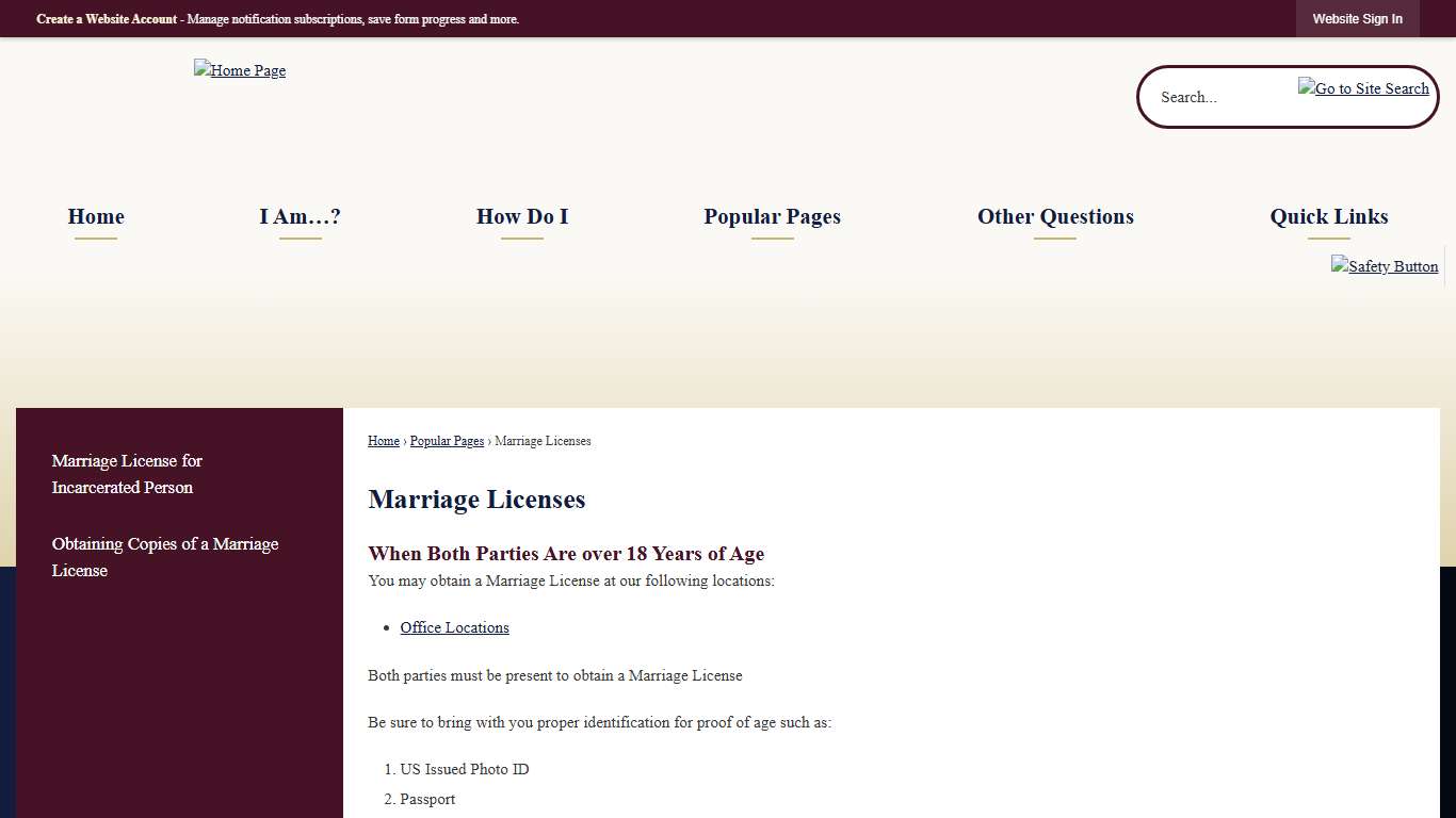 Marriage Licenses Pinal County COSC, AZ
