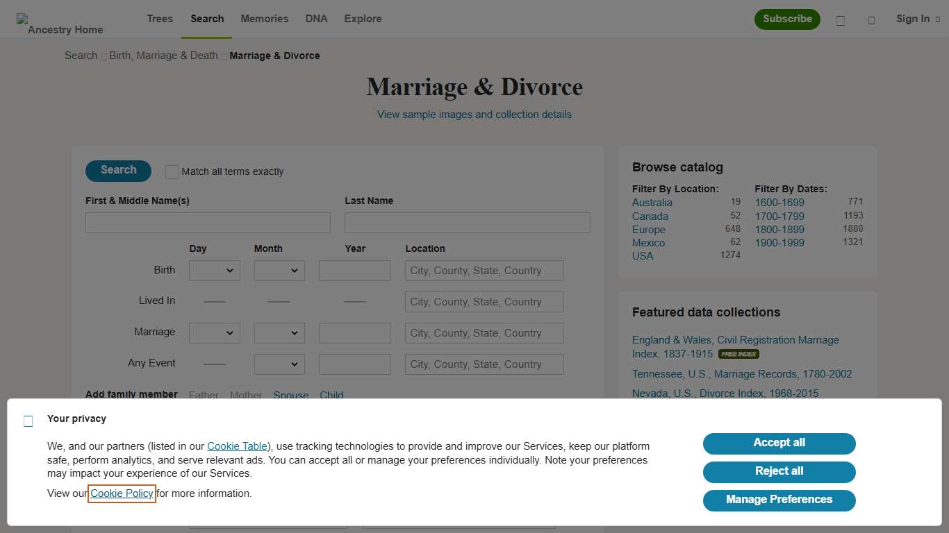 Marriage & Divorce - Ancestry